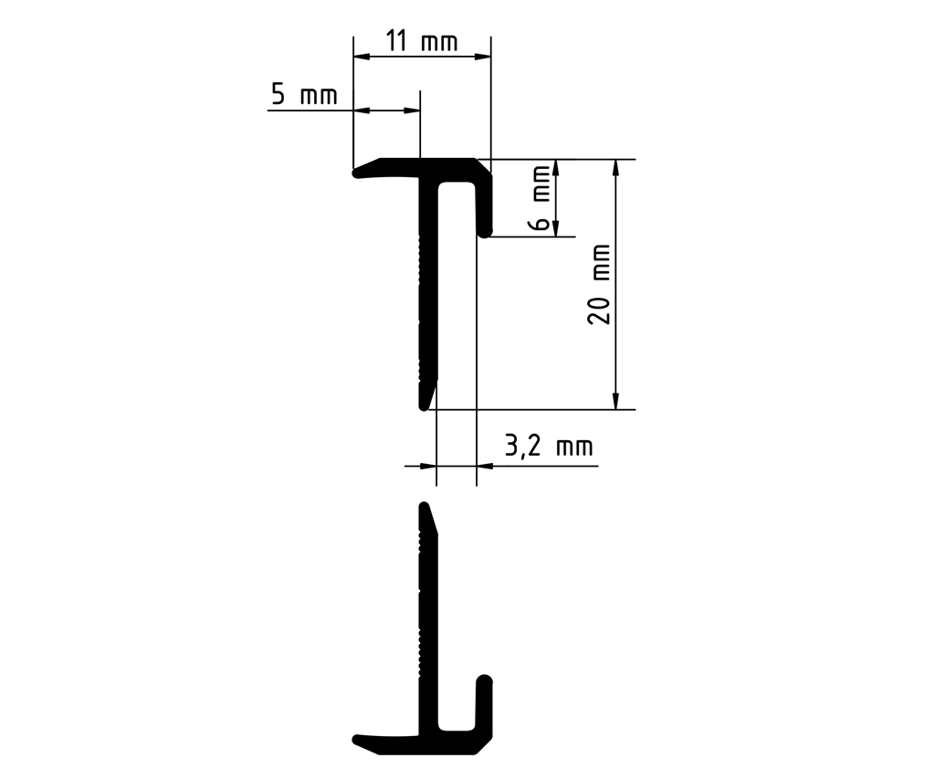 Co - Pro Profilo di paragradino aperto in acciaio inox PVC - Solza.it
