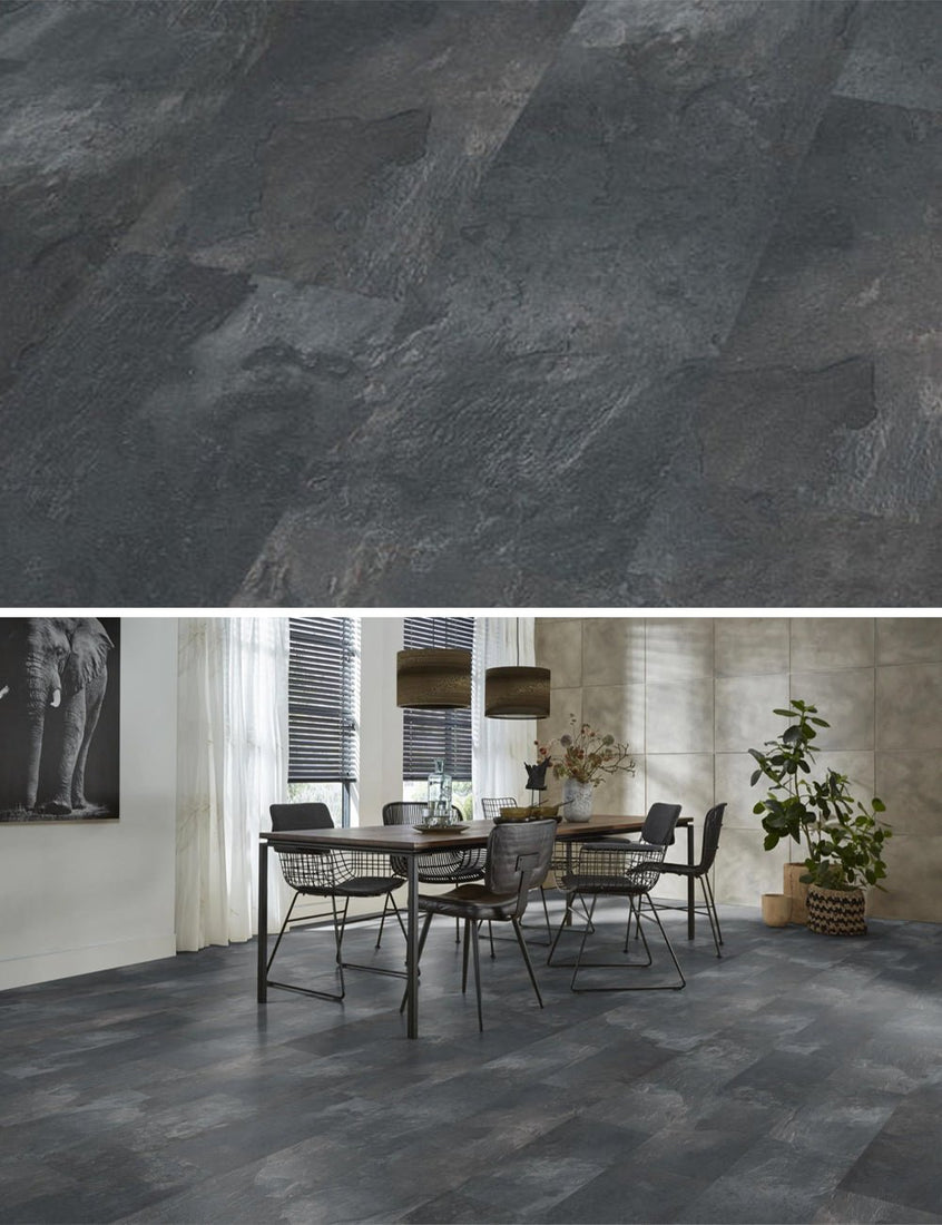 Floorlife Laminate Tile Madison Square Aqua Dark Grey 6394 - Look pietra naturale 60,4 x 28 cm - Solza.it